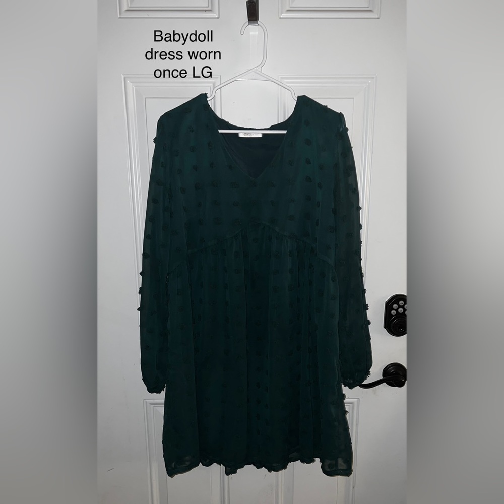 Beautiful Hunter Green Baby Doll Dress